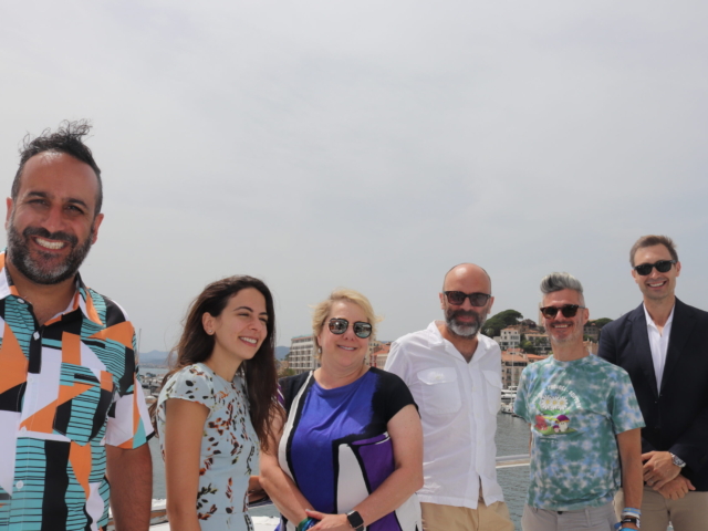 IAB EVP and Chief Industry Growth Officer Sheryl Goldstein posing on the AdLudio Yacht.