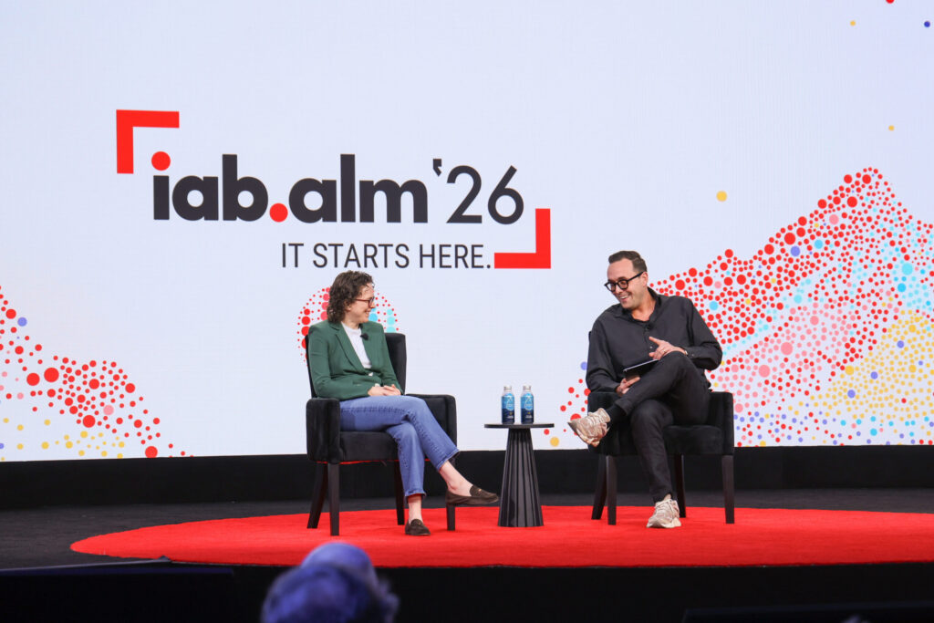 Image of Liz Reid (VP of Search at Google) and Alex Heath (Founder of Sources)