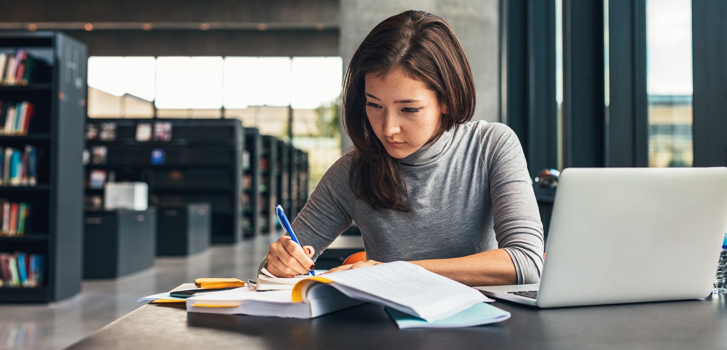 Image of a girl studying
